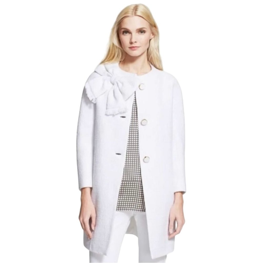 Kate Spade New York Women's Size 2 White Dorothy Bow Front Tweed Jacket